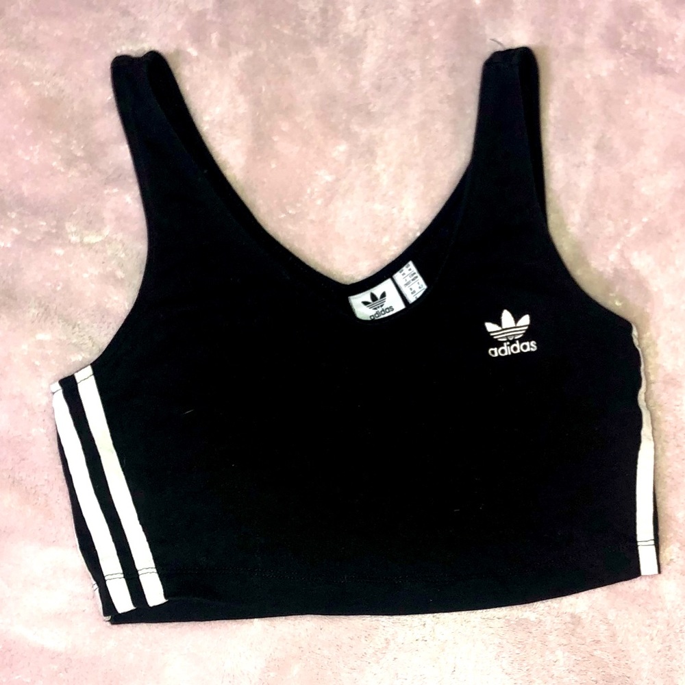 Adidas three stripes crop top